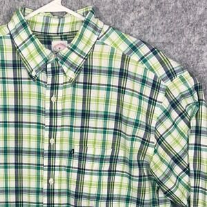 Brooks Brothers 346 Mens XL Green Plaid Cotton Button Down Shirt Long Sleeve